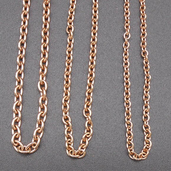 Necklace, Ever True Set of 3 Rolo Chains in ION Plated RG Stainless Steel - Picture 7 of 11
